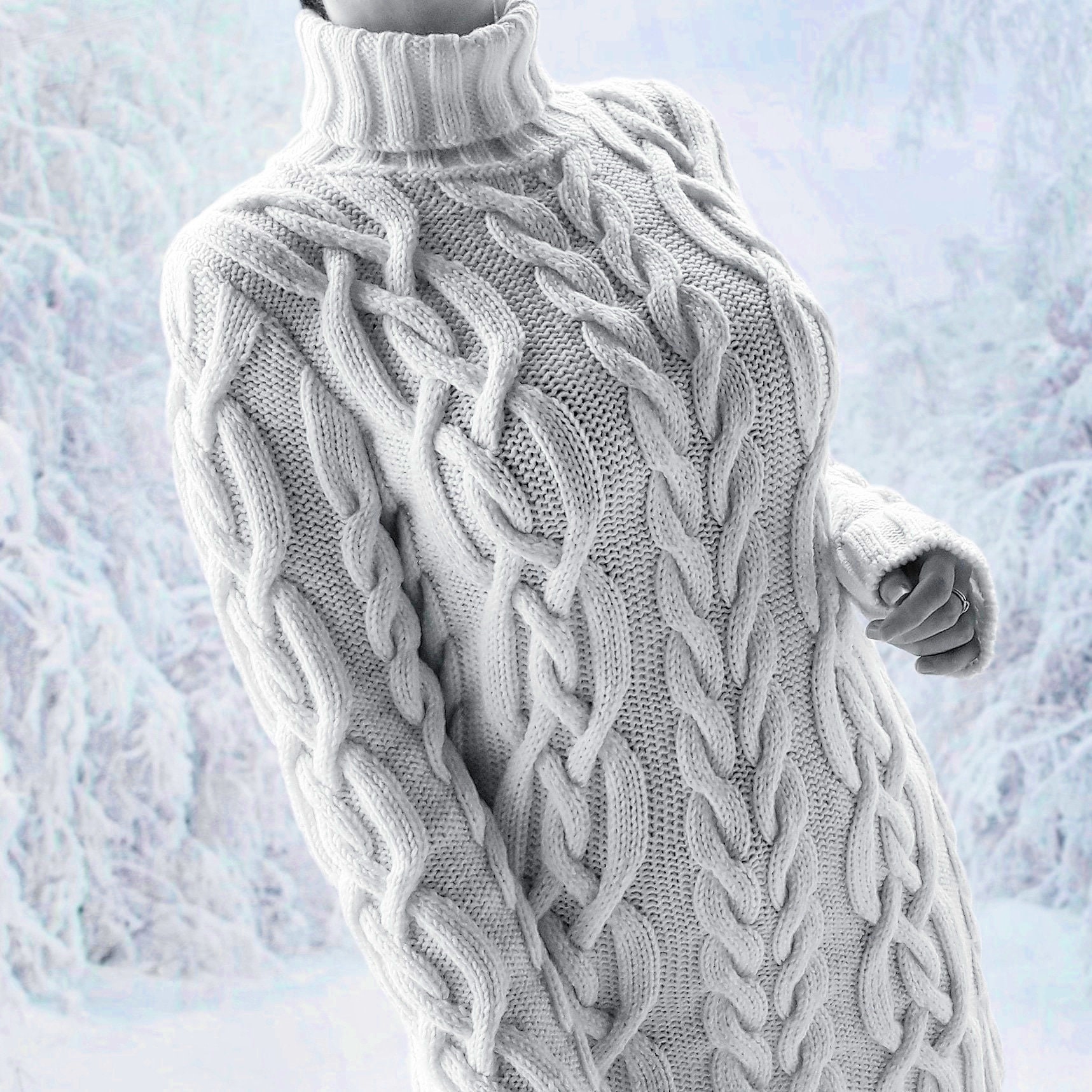 Cable-Knit Turtleneck Sweater