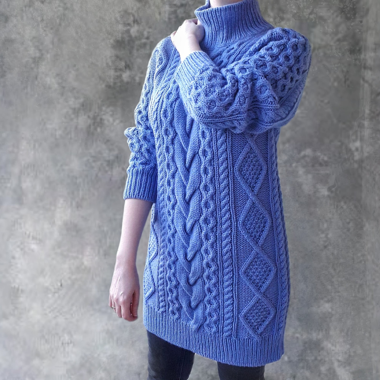 Big Dot Cotton Knit Big Size Warm Long Sweater Dresses Women Clothes D6873A
