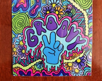 Groovy Trippy Rainbow Sticker Decal