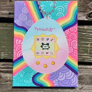 Pastel Tamagotchi Acrylic Painting Pink & Blue Retro