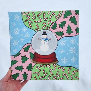 Trippy Snow Globe Glittery Painting