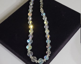Vintage Faceted Crystal Bead Necklace Fabulous Look!