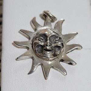 Vintage Sterling Silver &quot;Sun Face&quot; Pendant