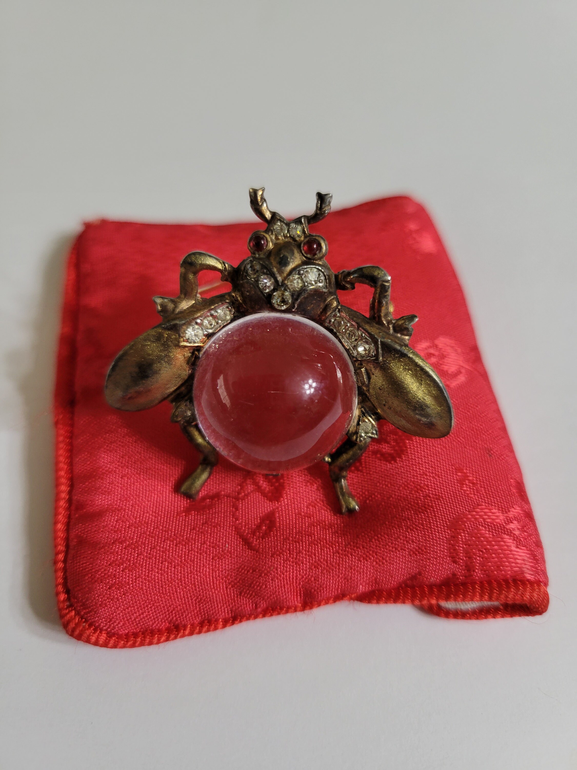 DSF Antique Jewelry Trifari 1940’s Alfred Philippe Sterling Silver Jelly Belly Spider Brooch