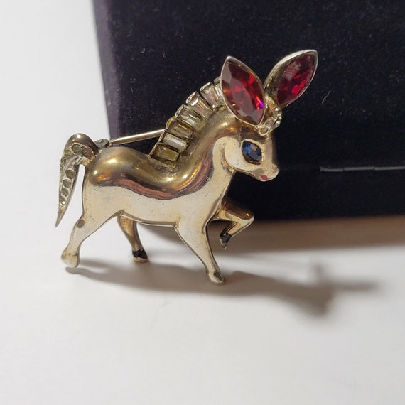 RARE! 1940s Coro Craft Sterling Vermeil Donkey/Ho… - image 1