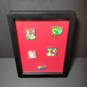 Vintage 90s &quot;Toy Story&quot; Disney Pins in Shadow Box Frame Woody/Buzz/Bo Peep/Rex/Jessie/Bullseye/Mr. Potato Head
