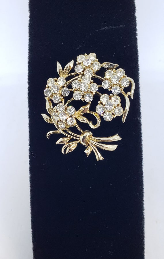 Vintage Sparkling Floral Spray Brooch 50s/60s A R… - image 3