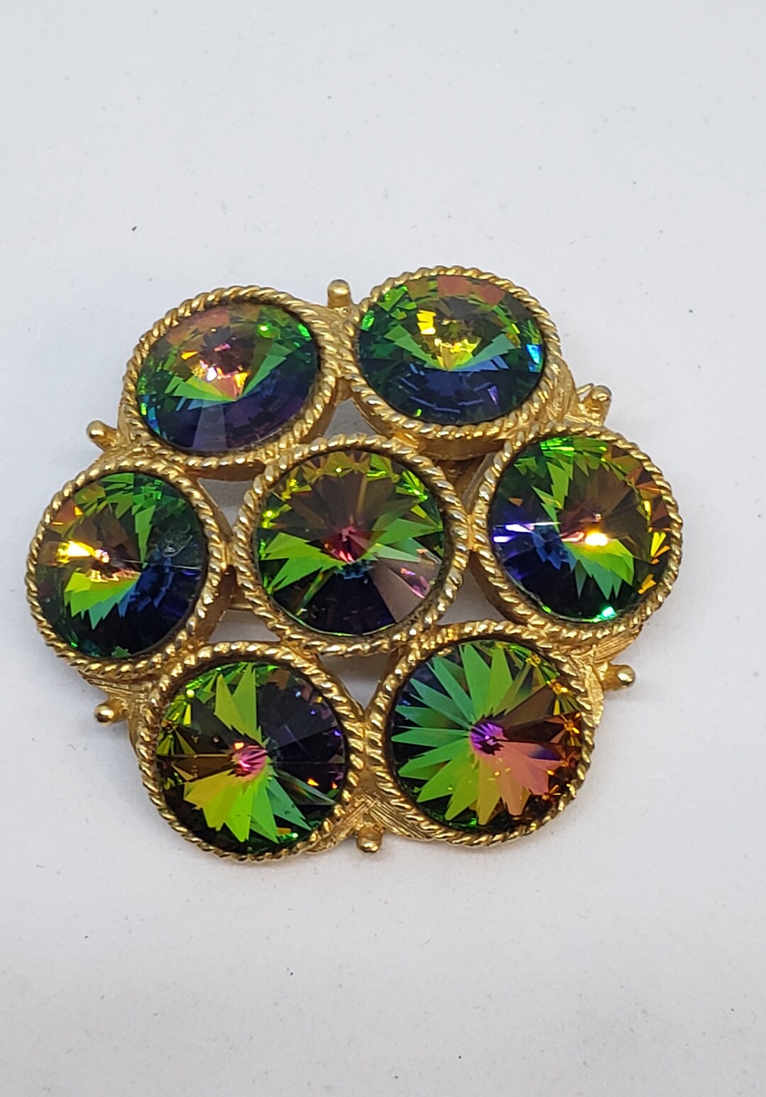 60's Watermelon Rivoli Brooch Unique! - Etsy