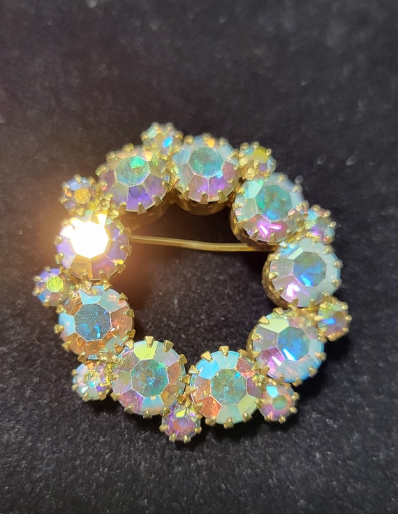 50s/60s Dazzling Vintage Circle Pin Sparkling Aro… - image 4