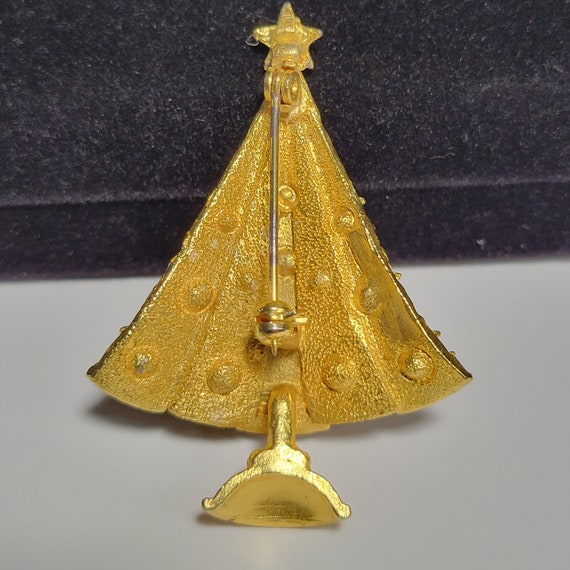 Vintage Golden Christmas Tree Pin - image 3