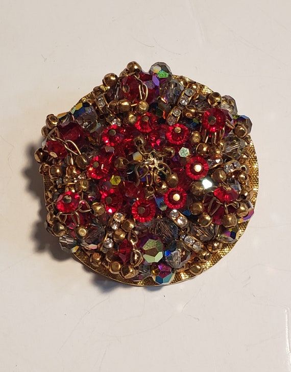 Unique 50's Dazzling Brooch With Dangling Beads - image 3