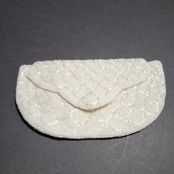 WALBORG White Beaded Hand Clutch Made in West Ger… - image 1