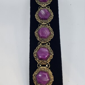 Vintage 60s Five Link Book Chain Gothic Bracelet 7 1/4&quot; Long  &quot;Unique Look&quot;!