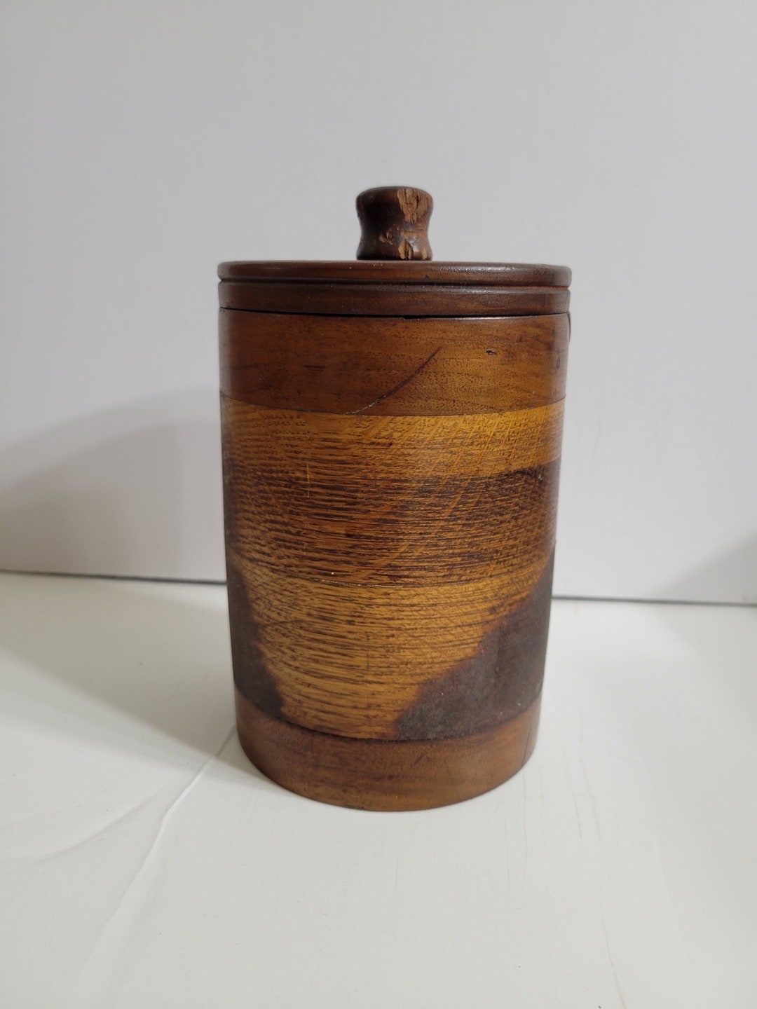 Antique Wood Humidor Canister Etsy