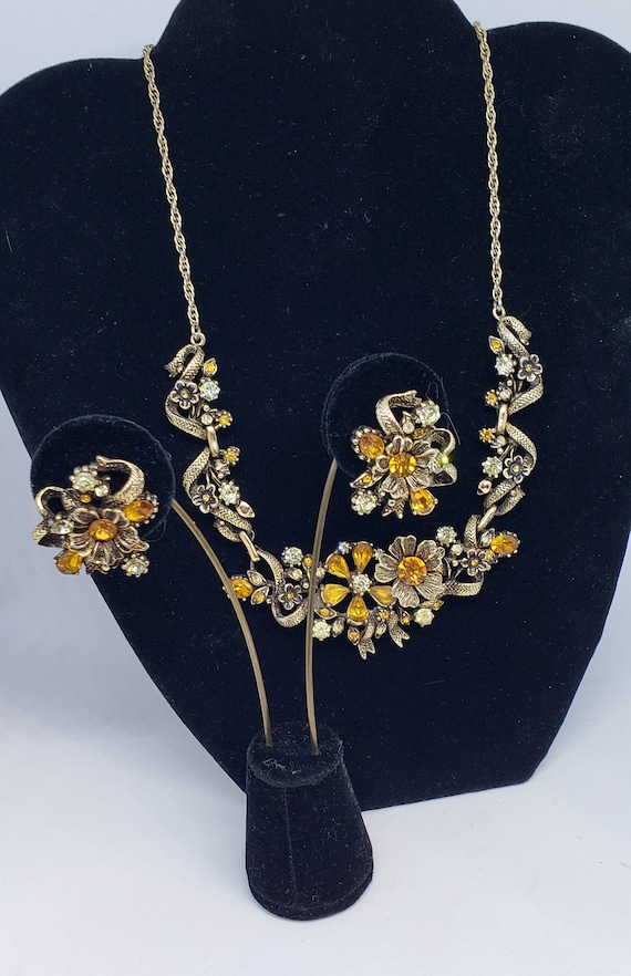 RARE! Jewelcraft Necklace / Earrings Set 40s/50s F