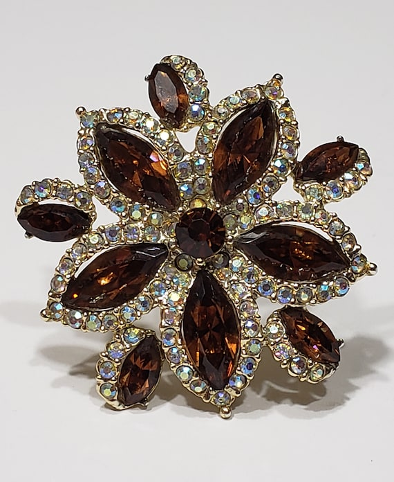 Mid-Century 50s Flower Bling Brooch Amazing Spark… - image 3