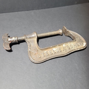 Antique C-Clamp Steel No. 4 Screw P.S. & W. Co. Southington, Conn. U.S.A.