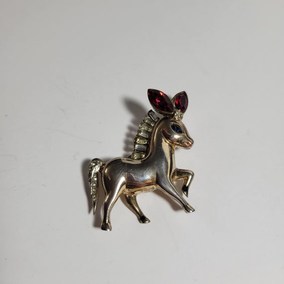 RARE! 1940s Coro Craft Sterling Vermeil Donkey/Ho… - image 5