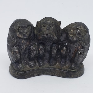 Vintage Cast Metal Monkeys See, Hear, Speak No Evil