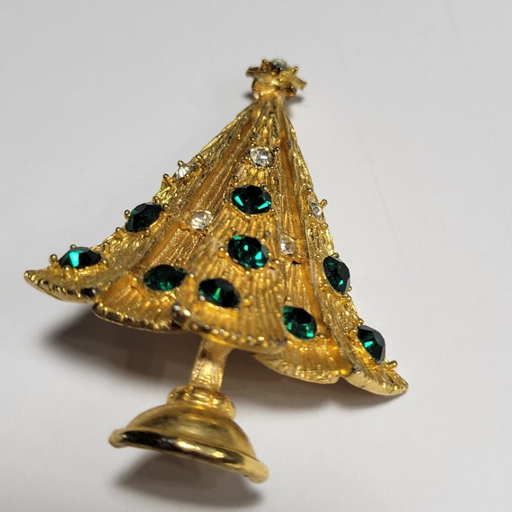 Vintage Golden Christmas Tree Pin - image 4