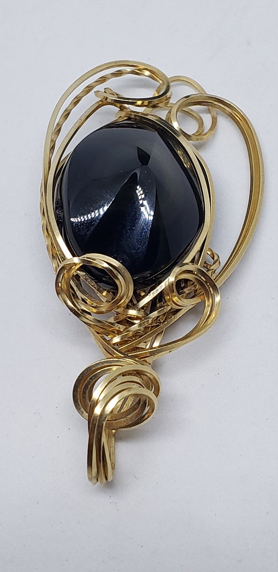 Vintage Sardonyx Wrapped 14k Gold Filled Wire Pen… - image 5