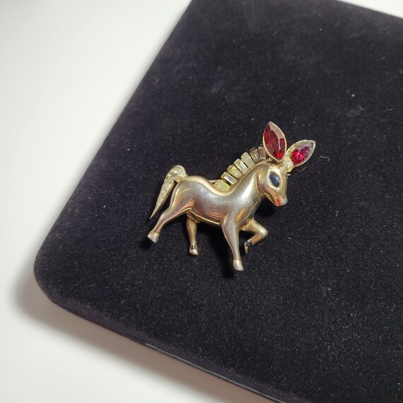 RARE! 1940s Coro Craft Sterling Vermeil Donkey/Ho… - image 3