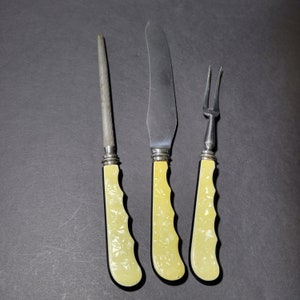 40s 3pc Carving Set Sheffield, England Stainless and Forged Steel