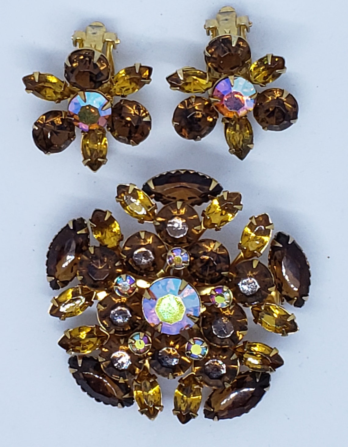 Vintage Beau Jewels Large Brooch and Earrings Set Etsy