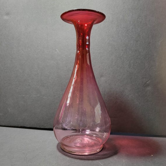 Vintage Blenko Ombré Cranberry Glass 10 Inch Vase RARE - Etsy