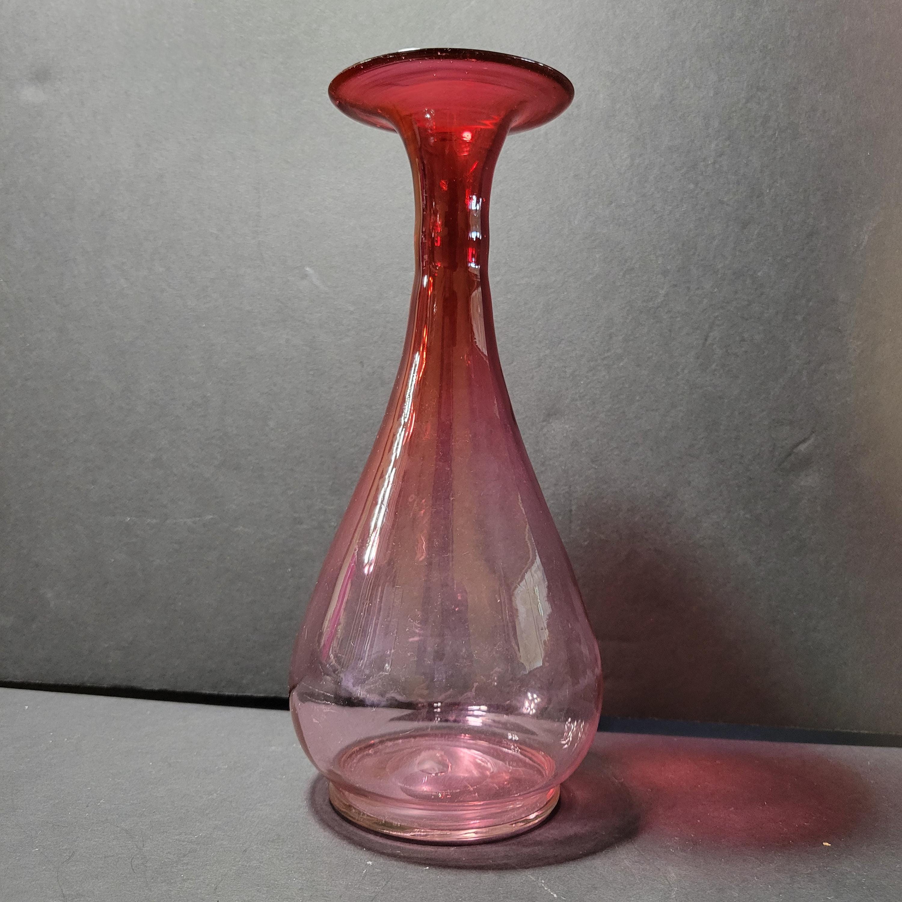 Vintage Blenko Ombré Cranberry Glass 10 Inch Vase RARE - Etsy