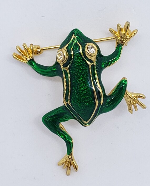 Vintage Enameled Frog Pin - image 1