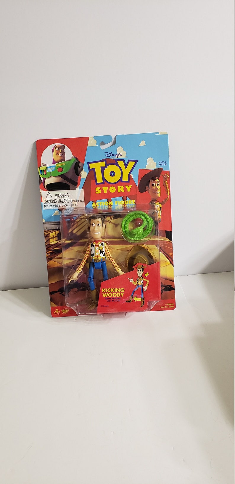 MINT TOY STORY Original Kicking Woody 6" Action Figure on Card Thinkway Toys image 1