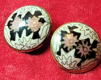 Vintage Cloisonne Clip-On Earrings