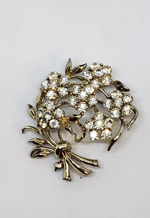 Vintage Sparkling Floral Spray Brooch 50s/60s A R… - image 1