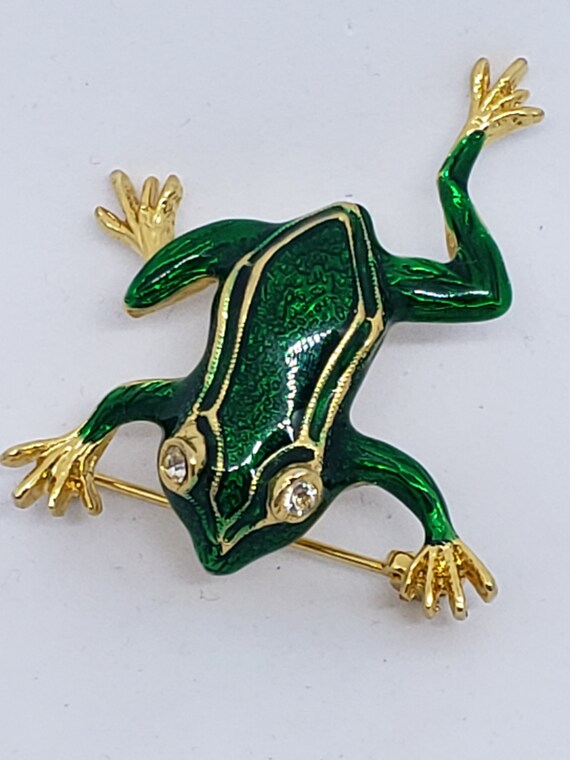 Vintage Enameled Frog Pin - image 3