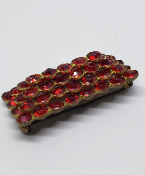 Antique Signed Czechoslovakia Stacked Bar Pin Rub… - image 4