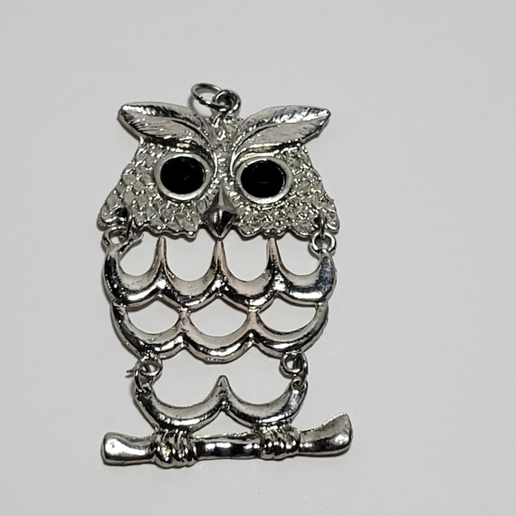 60s OWL Pendant Silver Tone