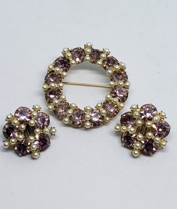 60's High Quality Circle Pin and Clip-On Earrings 