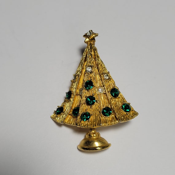 Vintage Golden Christmas Tree Pin - image 5