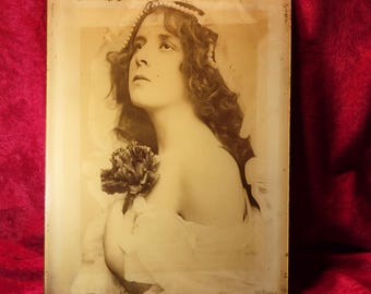 Photo de mariage de mariée des années 1890/1900 sur verre