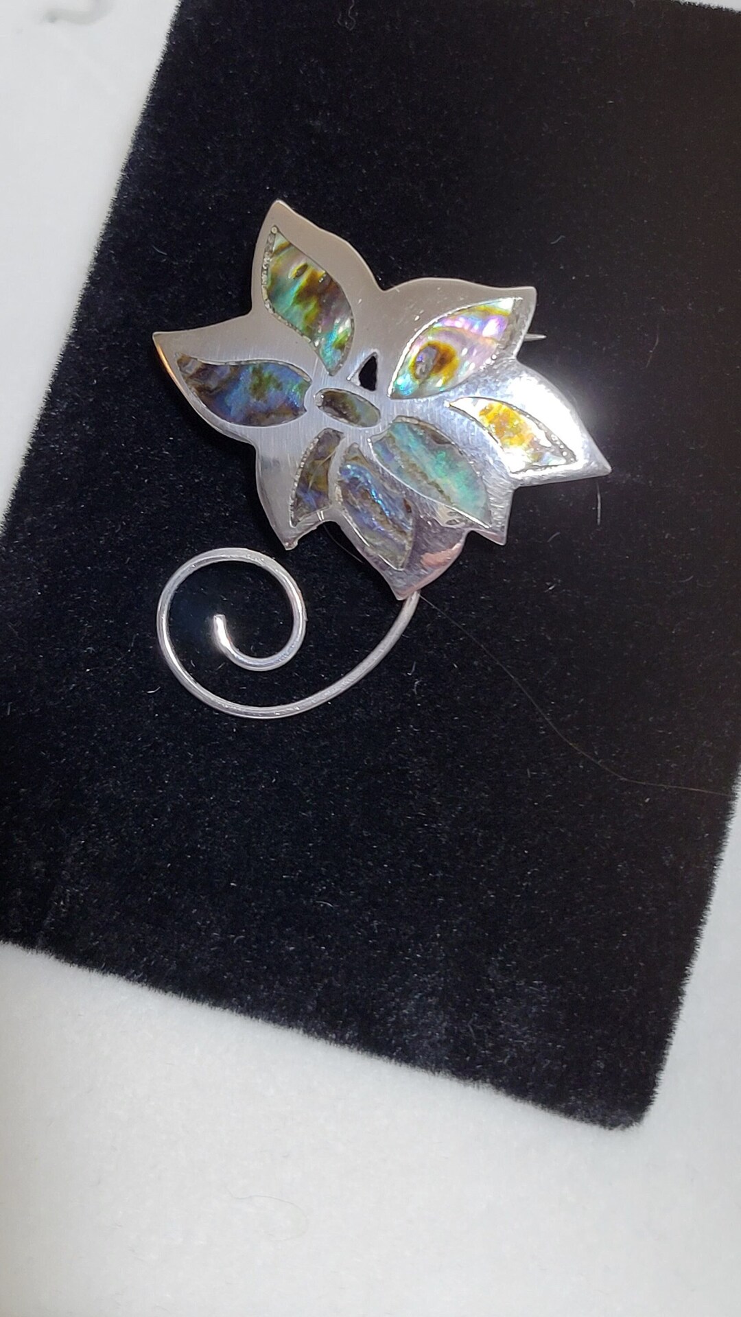 Vintage Sterling and Iridescent Shell Flower Pin 1960s Mexico - Etsy