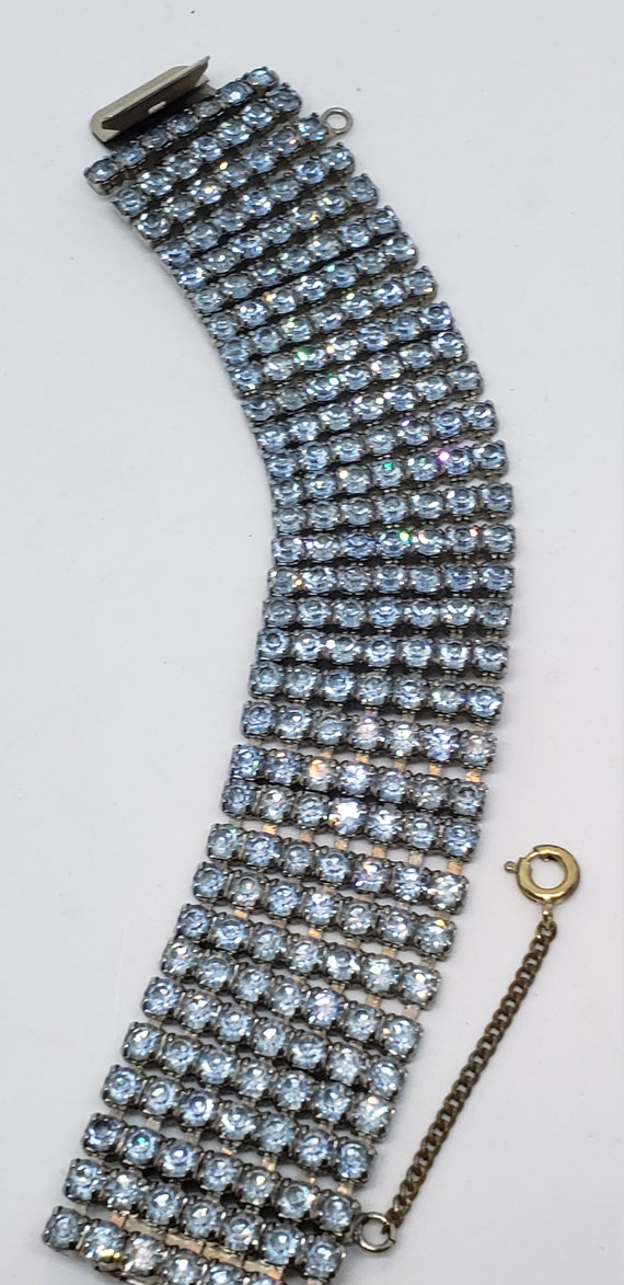 Vintage Sky Blue Rhinestone Crystal Bracelet Fabu… - image 8