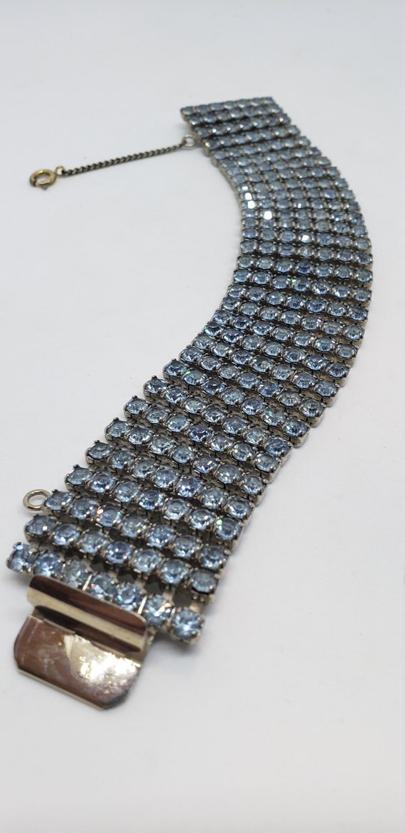 Vintage Sky Blue Rhinestone Crystal Bracelet Fabu… - image 7