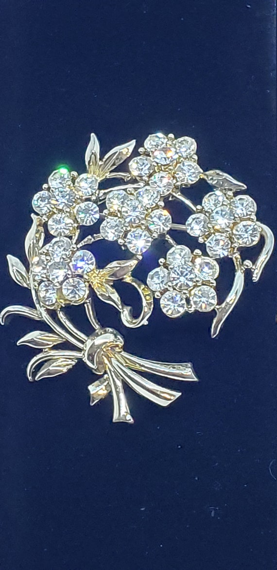 Vintage Sparkling Floral Spray Brooch 50s/60s A R… - image 2