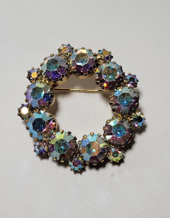 50s/60s Dazzling Vintage Circle Pin Sparkling Aro… - image 8