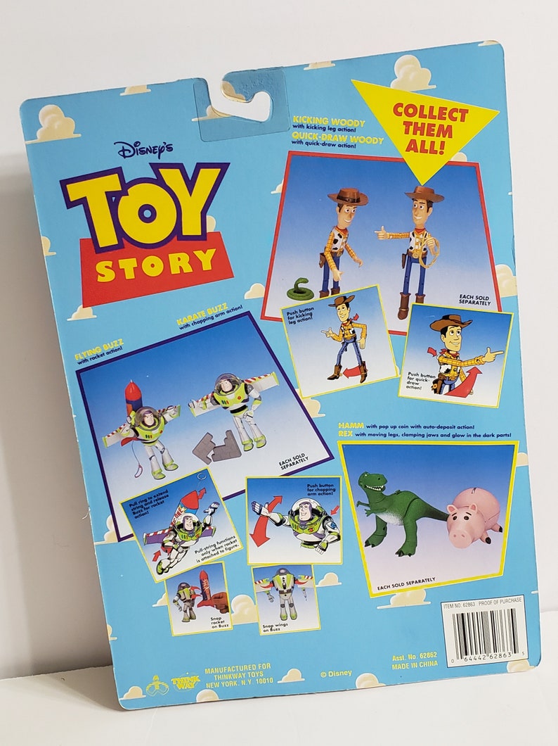 MINT TOY STORY Original Kicking Woody 6" Action Figure on Card Thinkway Toys image 3