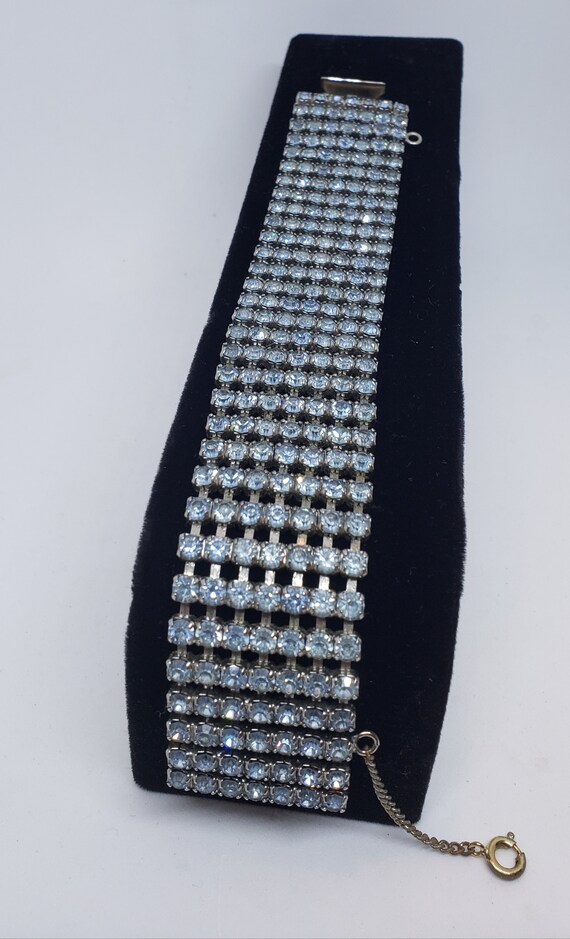 Vintage Sky Blue Rhinestone Crystal Bracelet Fabu… - image 4
