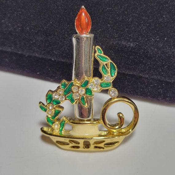 Vintage Candlestick Christmas Pin