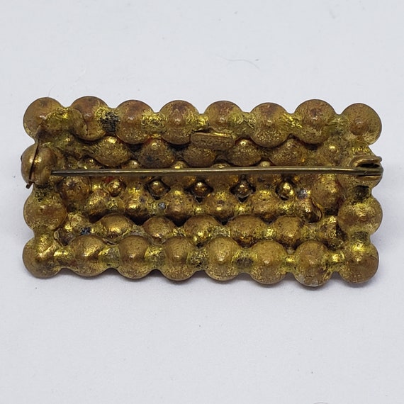 Antique Signed Czechoslovakia Stacked Bar Pin Rub… - image 3