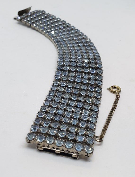 Vintage Sky Blue Rhinestone Crystal Bracelet Fabu… - image 1